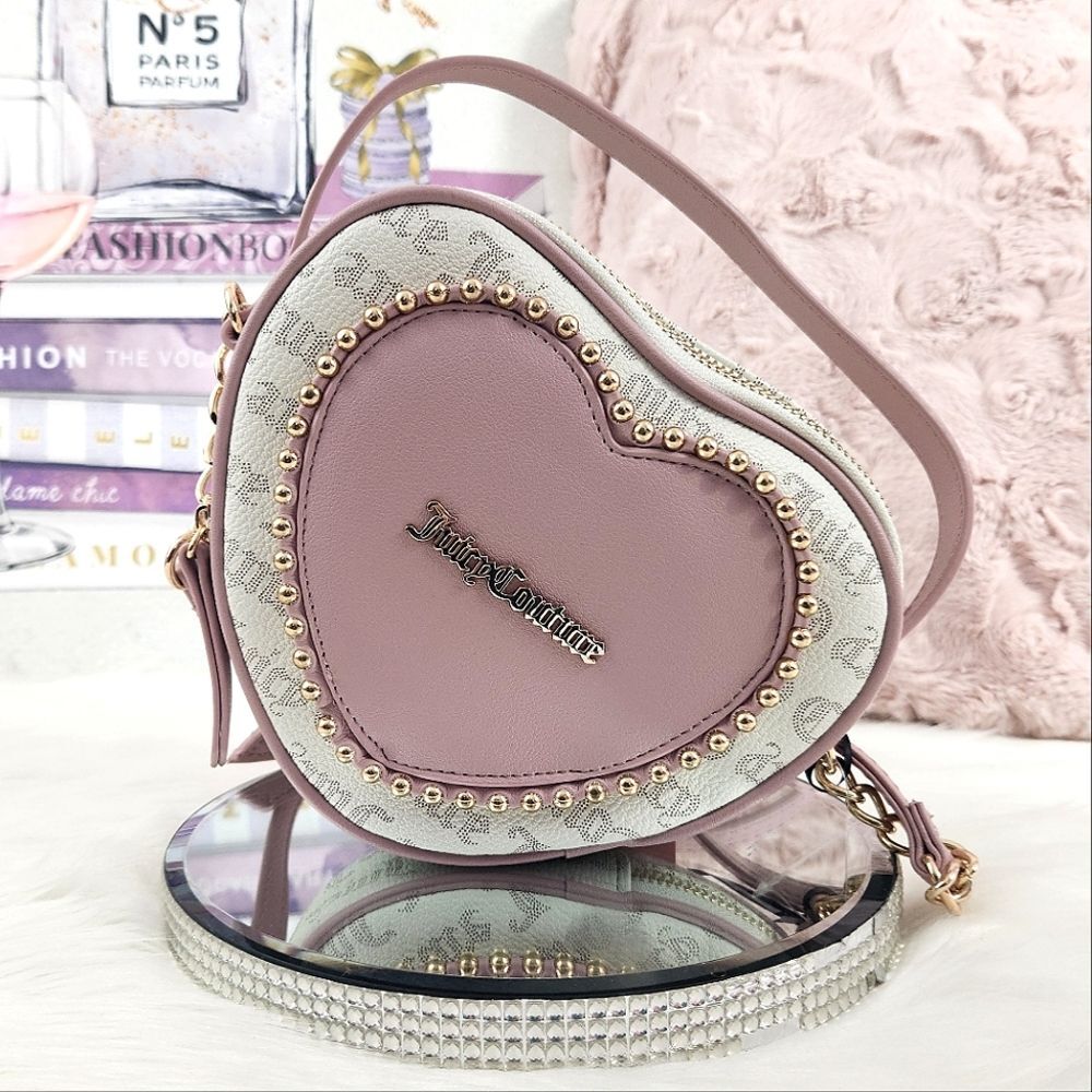 {Juicy Couture} White and Pink Heart Crossbody Purse